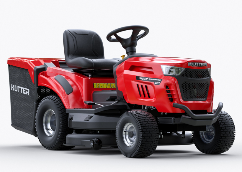 KUTTER LT-36R Hydrostatic Riding Lawn Tractor, 36-inch cutting width, 13HP, with 320L collector, presented on a white background.